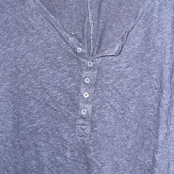 We the free, free people v neck button down linen cotton blend t shirt top - Picture 2 of 4
